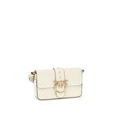 PINKO White Calf Leather Bos Taurus Shoulder Bag